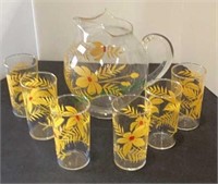 Nice vintage iced tea set with round pitcher