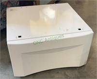 15 inch white dryer riser with cabinet storage