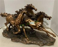 Beautiful running horses statue of painted hard