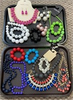Two tray lots of costume jewelry include