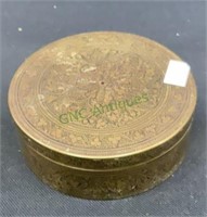 Beautiful etched brass trinket box measuring