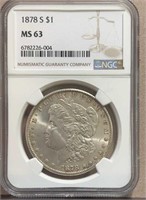 1878S Morgan Silver Dollar NGC MS63