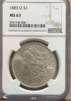 1883O Morgan Silver Dollar NGC MS63