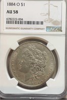1884O Morgan Silver Dollar NGC AU58