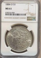 1884O Morgan Silver Dollar NGC MS61