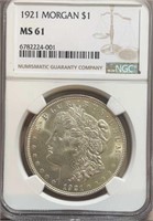 1921 Morgan Silver Dollar NGC MS61