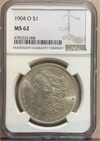 1904O Morgan Silver Dollar NGC MS62