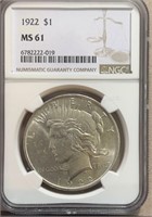 1922 Peace Silver Dollar NGC MS61