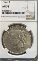 1923 Peace Silver Dollar NGC AU58