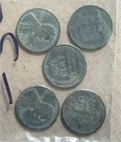 (5) 1943S Steel Pennies