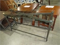 METAL W/ GLASS TOP SOFA/ENTRY TABLE