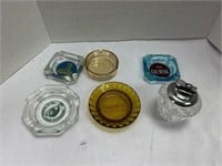 VINTAGE ASHTRAYS AND CRYSTAL GAS LIGHTER