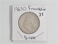 1963d Franklin  half dollar  jhbx1031
