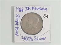 1966 Kennedy   half dollar  jhbx1034