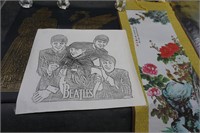 Scroll, Painted Paper, "Beatles" Pencil Drawing