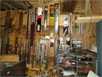 CONTENTS OF WALL & CABINET incl CHAIN SAW PARTS