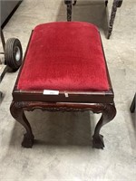Velevet upholstered chippendale style stool