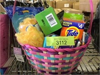 Easter basket with cleaning supplies