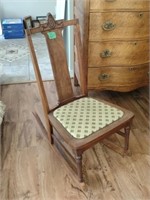 Antique Sewing Rocker w/ Needlepoint Seat