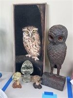 Owl Sculpture, Picture & Mushrooms