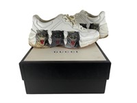 Gucci White Leather Rhyton  Triple Tiger Sneakers