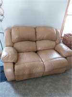 Dual recline leather love seat