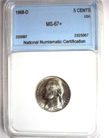 1968-D Nickel NNC MS-67+ bid early lots close fast
