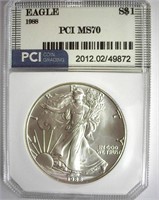 1988 Silver Eagle PCI MS-70 LISTS FOR $2350