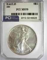 1992 Silver Eagle PCI MS-70 LISTS FOR $1650