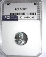 1943 Cent PCI MS-67 LISTS FOR $200