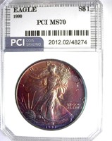 1990 Silver Eagle PCI MS-70 Outstanding Color