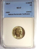 1945-P Nickel NNC MS-67 LISTS FOR $200