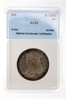1819 Capped Bust 50c NNC AU-53 LISTS FOR $950