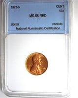 1972-S Cent NNC MS-68 RD $185 LIST IN 67 RD