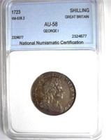 1723 Shilling NNC AU-58 George I