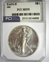 1988 Silver Eagle PCI MS-70 LISTS FOR $2350