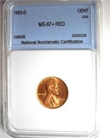 1953-D Cent NNC MS-67+ RD LISTS FOR $6000
