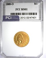 1909-O Gold $5 PCI MS-61 LISTS FOR $37500
