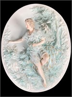 Painted 3d Rococo Style Bisque Plaque
