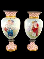 1880's Sevres Rococo Revival Vases Signed Rochette
