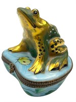 Limoges France Frog Porcelain Trinket Box