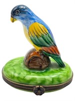 Limoges France Porcelain Parrot Trinket Box