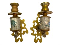 Signed Brass Porcelain Candle Wall sconces