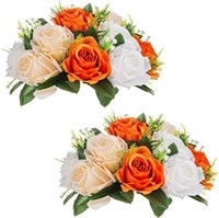 2Pc Nuptio Flower Ball Centerpieces, Orange Rose