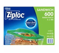 600Pk Ziploc Brand Sandwich Bags