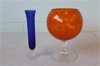 Mid Century Glass - Candy Dish & Vase