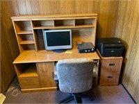 Wood Computer Stand, Computer Screen, Printer