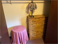 Wood Dresser, Nascar Lamp, End Table