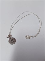 Marked 925 Necklace and Charm- 3.4g