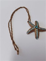 Marked 14K G.P Necklace w/ Star Fish Pendant- 4.8g